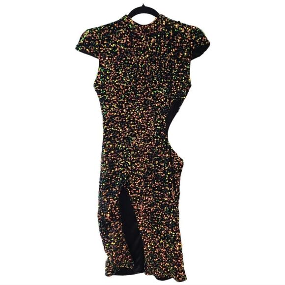 Sequin Bae Bodycon Cut Out Waist Formal Cocktail Dress - Picture 5 of 13